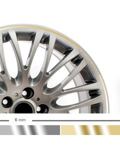 Felgenrandaufkleber 6mm chrom Auto mit Wunschtext