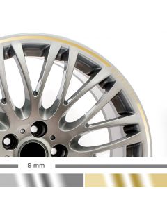 Felgenrandaufkleber 9mm chrom Auto mit Wunschtext