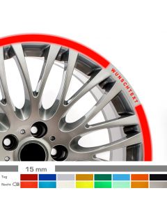 Felgenrandaufkleber 15mm reflektierend Auto mit Wunschtext