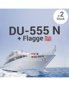 Bootskennzeichen mit Flaggen