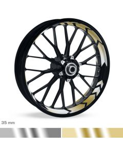 Felgenbettaufkleber Arrow-Design 35mm Chrom