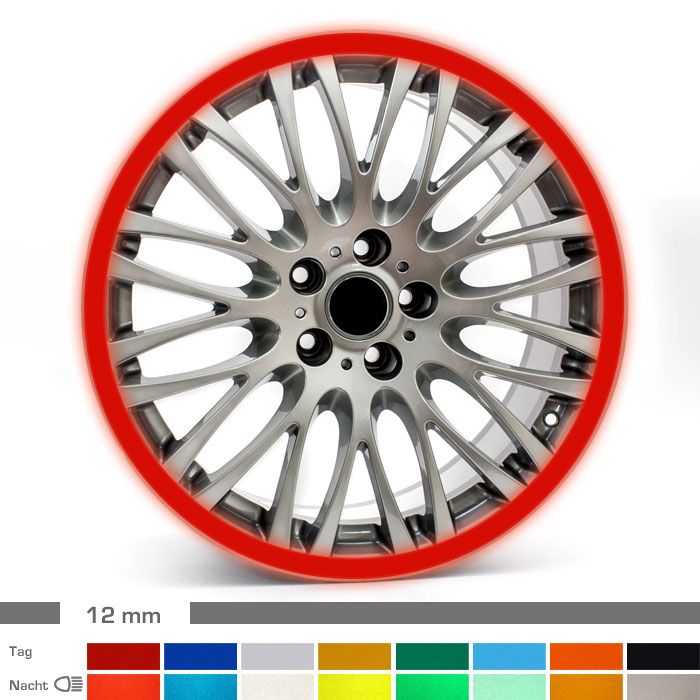 Felgenrandaufkleber 12mm reflektierend Auto main product photo