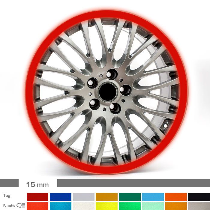 Felgenrandaufkleber 15mm reflektierend Auto main product photo