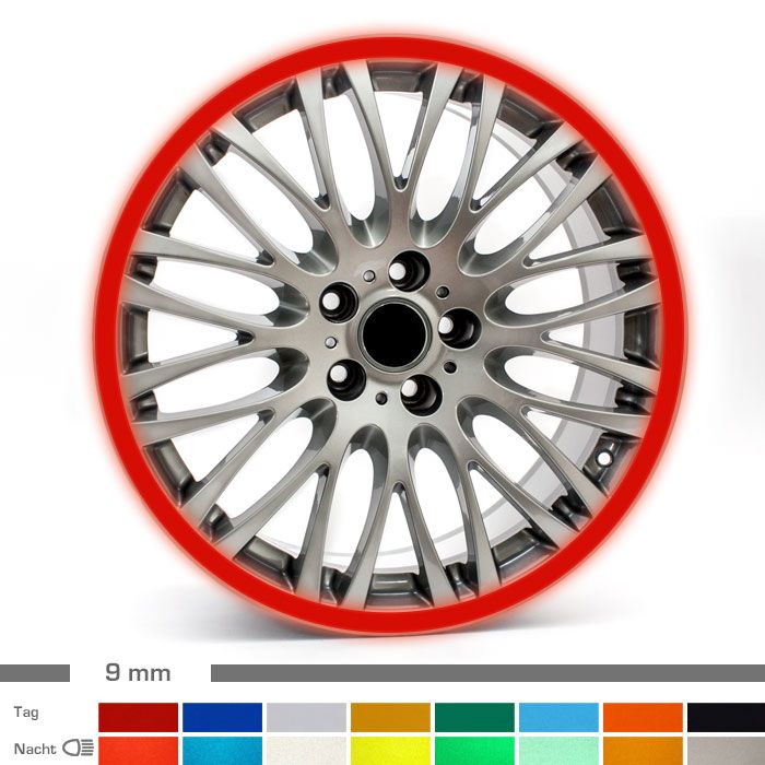Felgenrandaufkleber 9mm reflektierend Auto main product photo