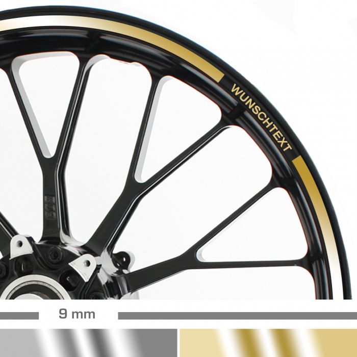 Felgenrandaufkleber 9mm chrom Motorrad mit Wunschtext main product photo