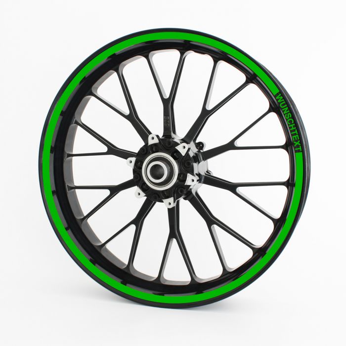 Felgenrandaufkleber 15mm Motorrad mit Wunschtext