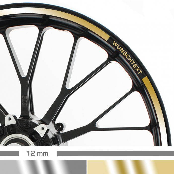 Felgenrandaufkleber 12mm chrom Motorrad mit Wunschtext main product photo