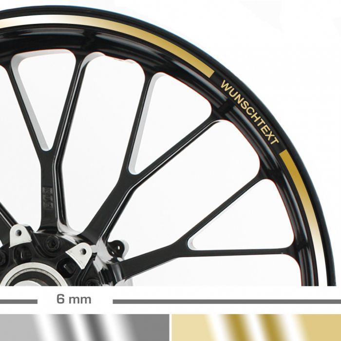 Felgenrandaufkleber 6mm chrom Motorrad mit Wunschtext main product photo