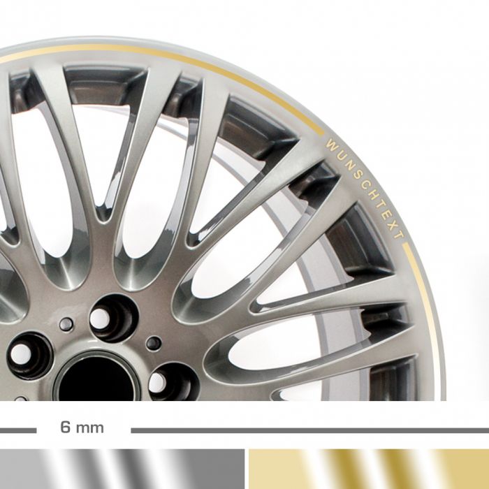 Felgenrandaufkleber 6mm chrom Auto mit Wunschtext main product photo