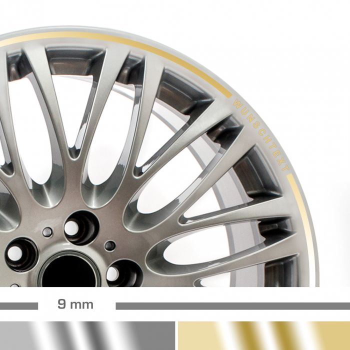 Felgenrandaufkleber 9mm chrom Auto mit Wunschtext main product photo