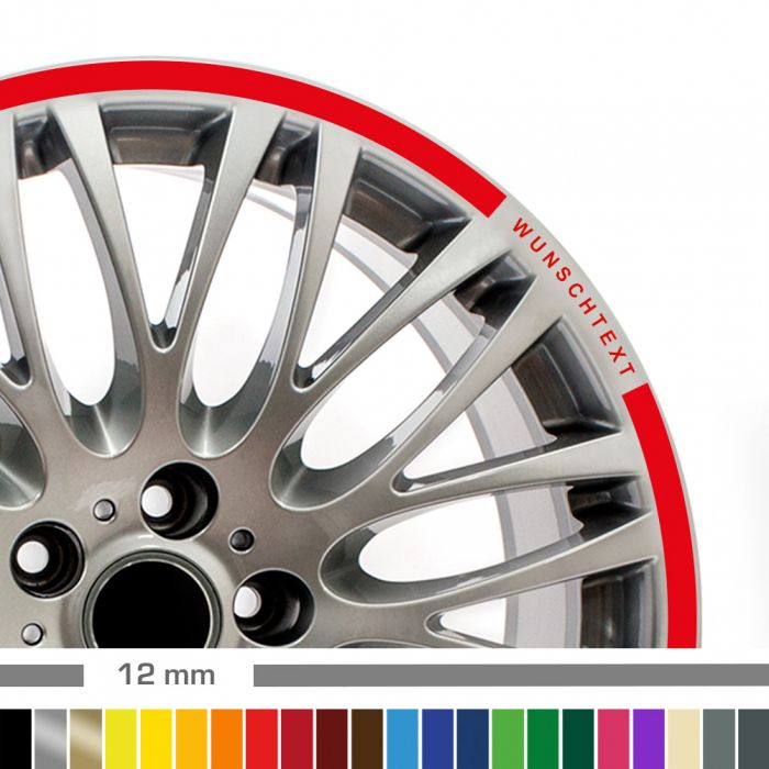 Felgenrandaufkleber 12mm Auto mit Wunschtext main product photo