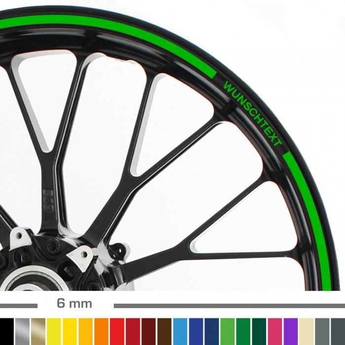 Felgenrandaufkleber 6mm Motorrad mit Wunschtext main product photo
